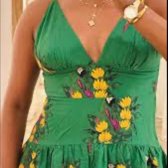 Farm RIO Floral Maracanã Green Dress S XL 100% cotton new - Picture 5 of 15